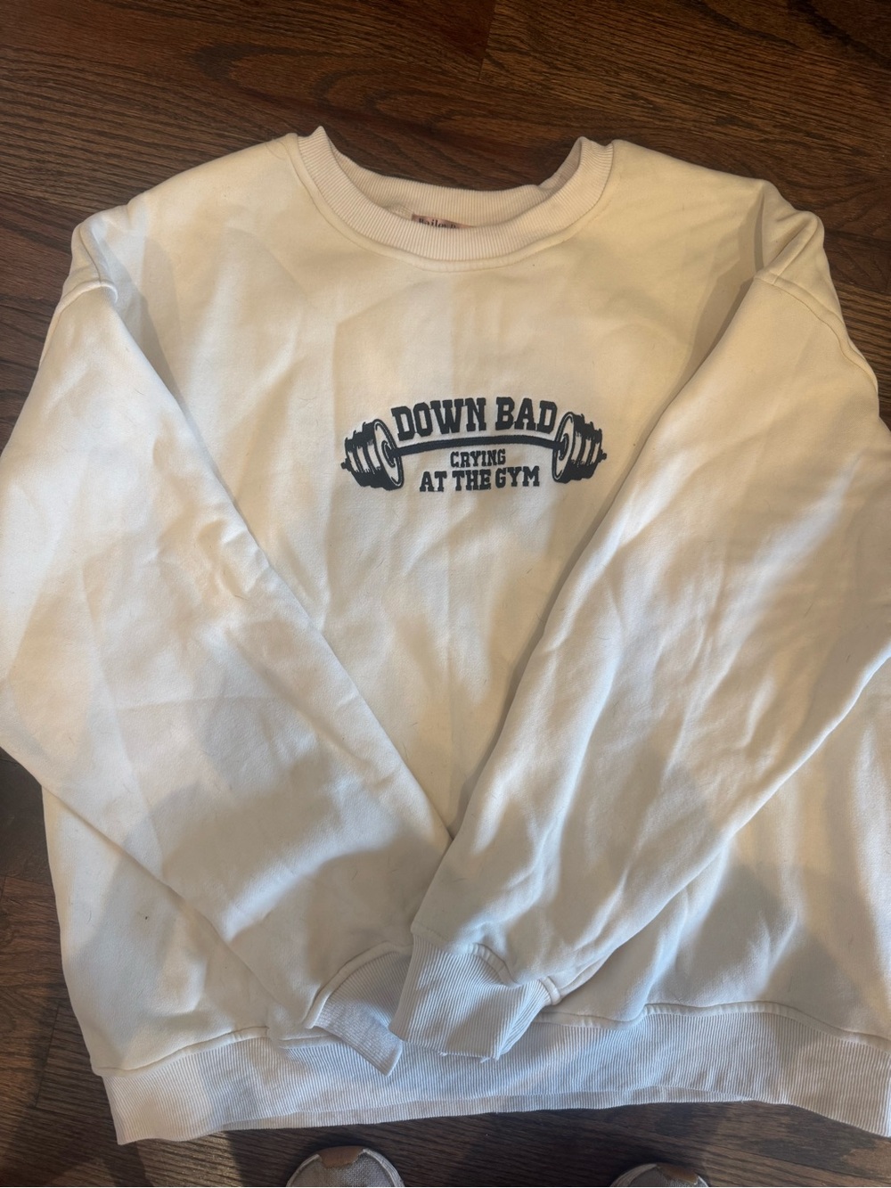 Down Bad White Crewneck Sweatshirt - Casual Gym Graphic